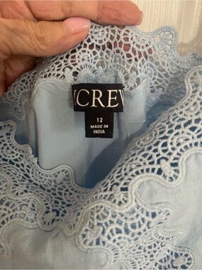 J. Crew Light Blue Lace-Trim Maxi Dress with lightweight tie top for coverage